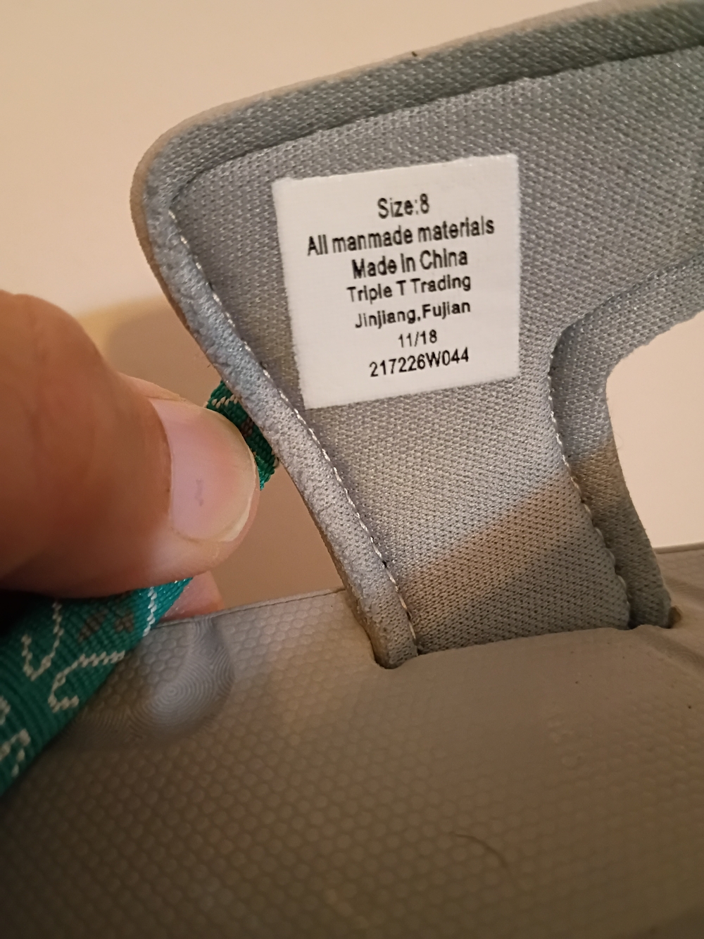 Covina Women's Gray Sandals with Teal Patterned Straps - Picture 5 of 5